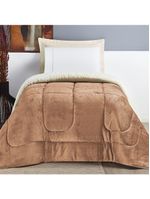 Coberdrom Sherpa E Flannel Everest Solteiro Manta Alta 150g 01 Peça - Apricot