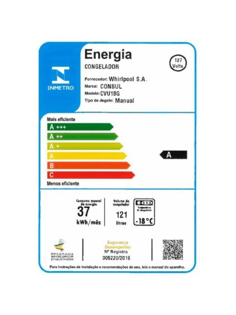Freezer Vertical Consul 121L Degelo Manual Branco 110V