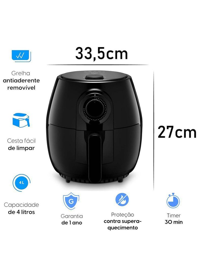 Fritadeira Elétrica Elgin Quick Fryer 4 Litros Preta 1350W 127V