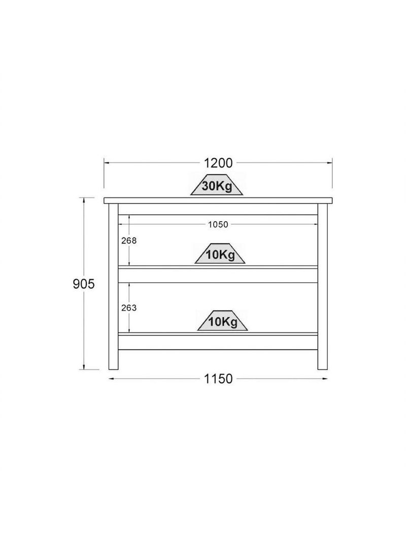 Ilha Cozinha Ditália 2 Prateleiras Branco Cd-1019