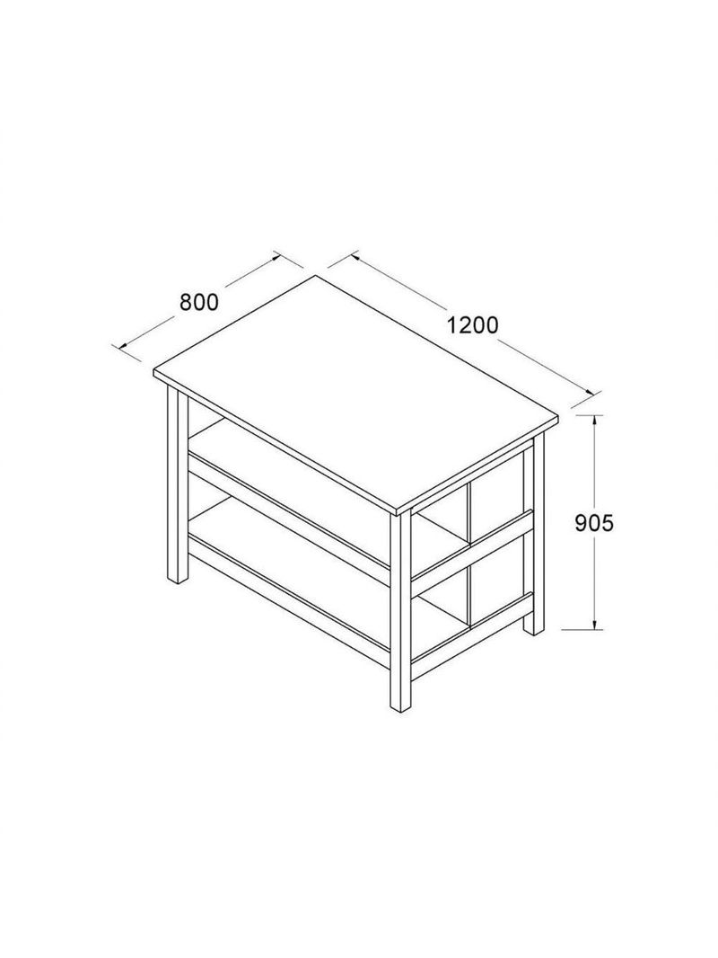 Ilha Cozinha Ditália 2 Prateleiras Branco Cd-1019