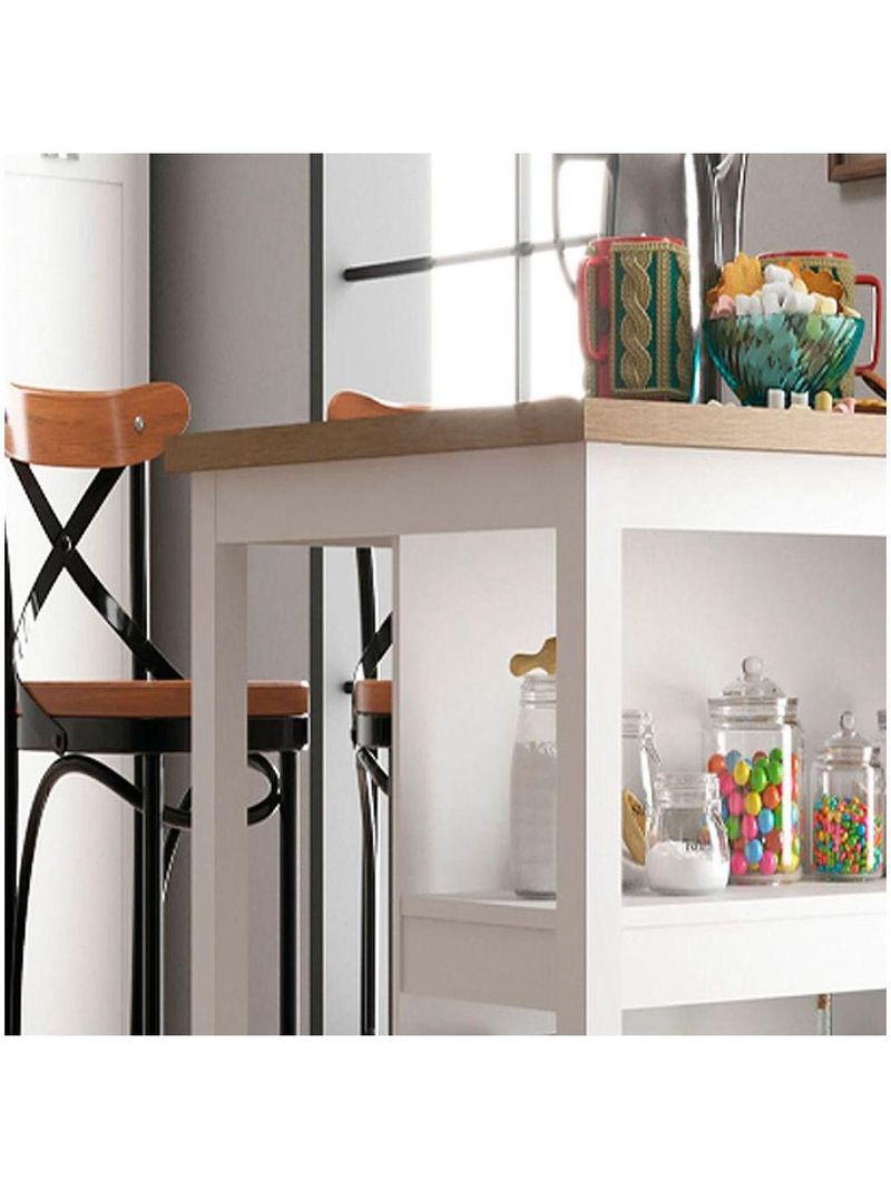 Ilha Cozinha Ditália 2 Prateleiras Branco Cd-1019