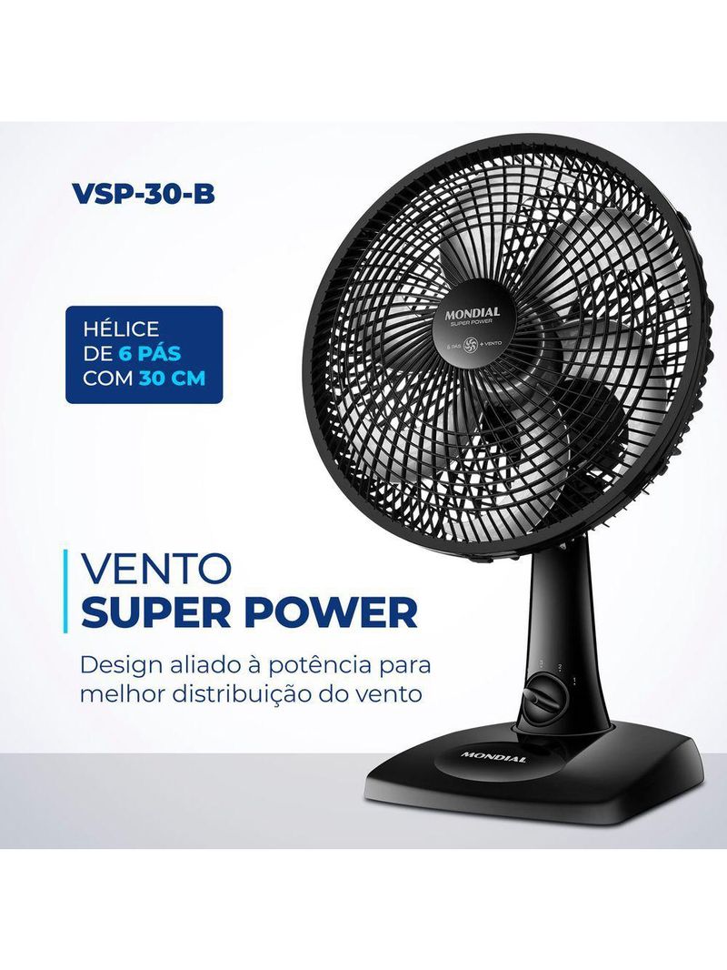 Ventilador De Mesa Mondial 06 Pás Vsp-30-b 127v/60hz