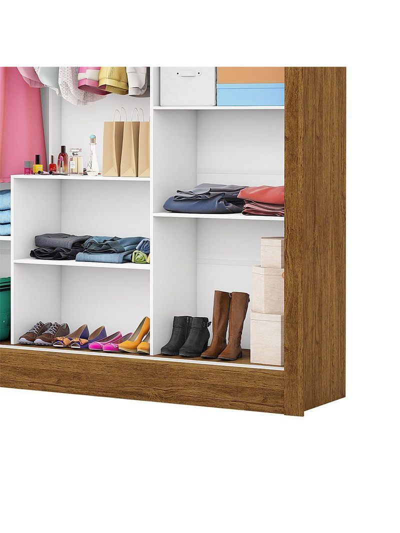 Guarda Roupa Fortaleza 3 Portas Espelho Freijó OffWhite