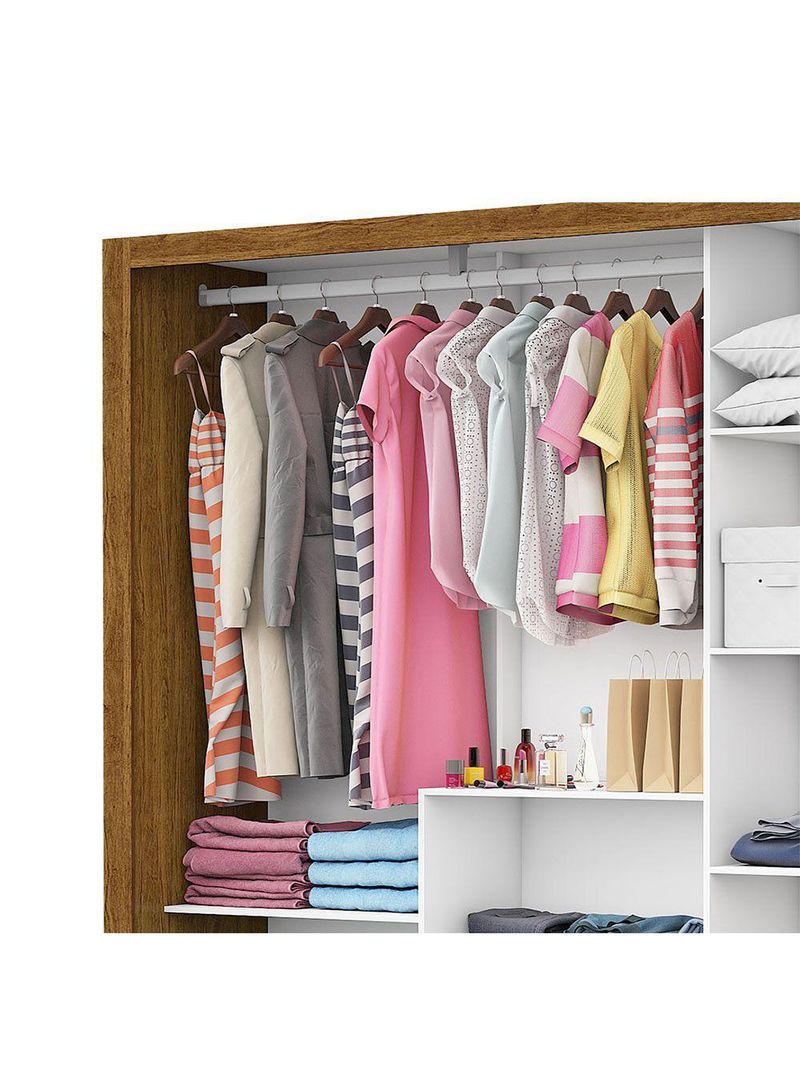 Guarda Roupa Fortaleza 3 Portas Espelho Freijó OffWhite