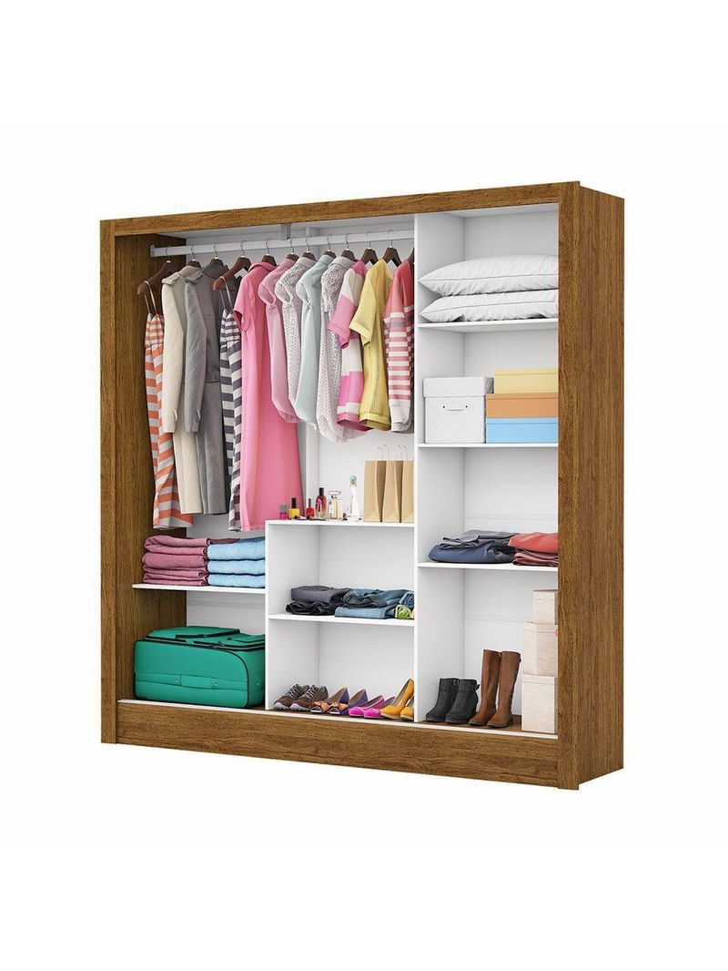 Guarda Roupa Fortaleza 3 Portas Espelho Freijó OffWhite