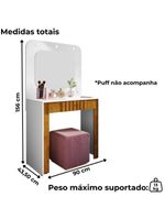 Penteadeira Espelho Camarim Rouge 90 Cm Bechara Branco Naturalle