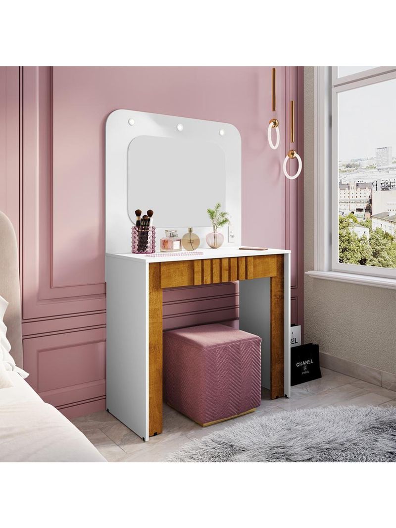 Penteadeira Espelho Camarim Rouge 90 Cm Bechara Branco Naturalle