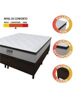 Cama Box Baú Queen Colchão Molas Pocket Ensacadas Tower 158x198x75cm Branco / Marrom Gazin