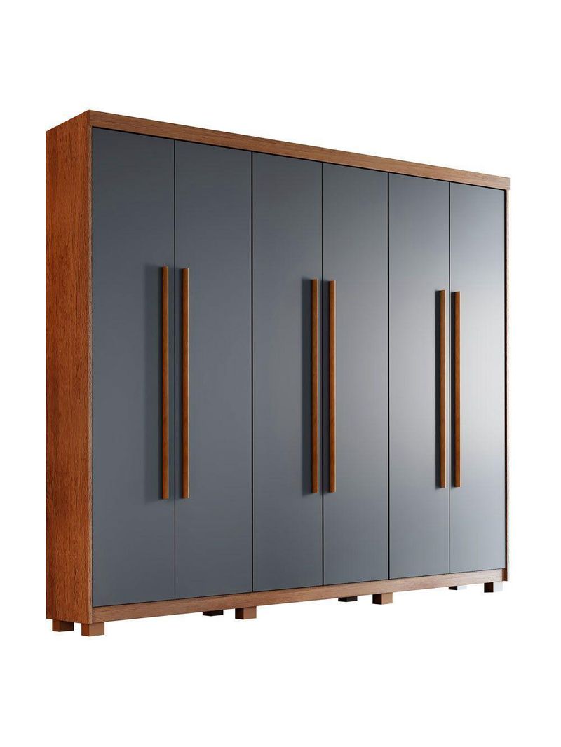 Guarda Roupa Casal Heros 6 Portas com Pés - Moderna Imbuia com Grafite