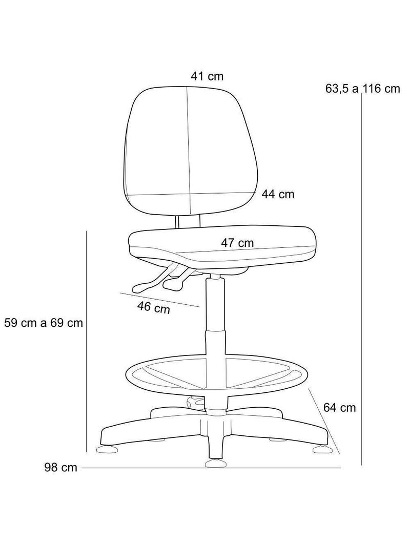 Cadeira Caixa Alta Giratória Job L02 Couro Sintético Preto