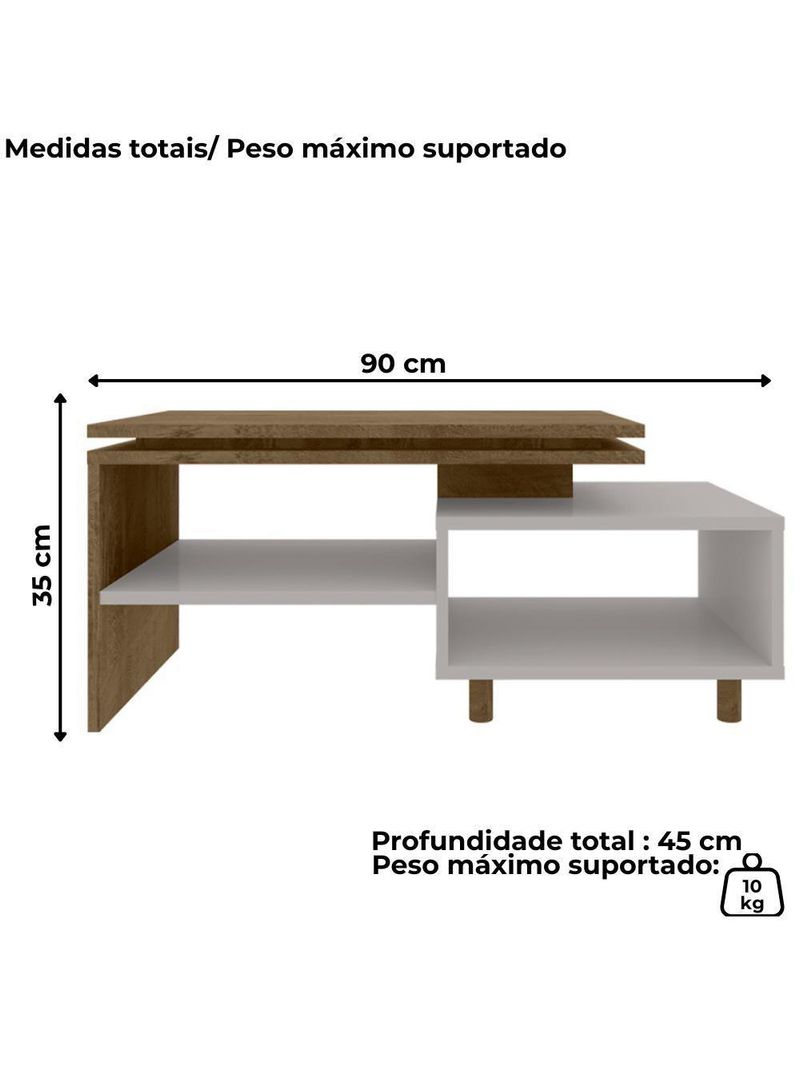 Mesa de Centro para Sala Lima 90 cm Bechara Off White Naturalle