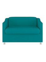 Kit 02 Poltronas Reforçada Clinica + Namoradeira Suede Tilla Cor:azul Turquesa