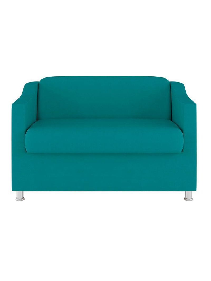 Kit 02 Poltronas Reforçada Clinica + Namoradeira Suede Tilla Cor:azul Turquesa