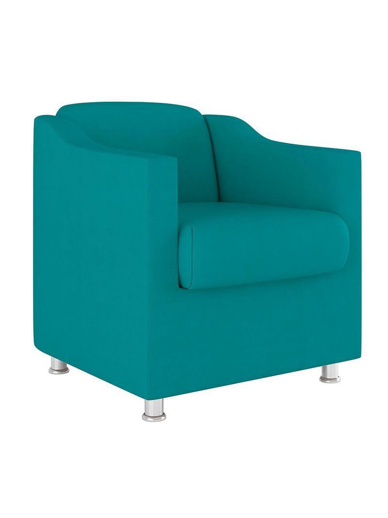 Kit 02 Poltronas Reforçada Clinica + Namoradeira Suede Tilla Cor:azul Turquesa