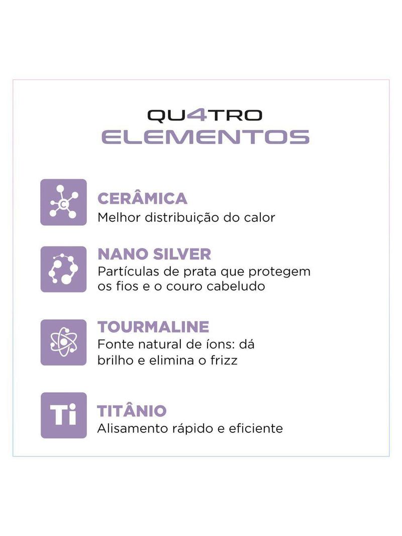 Escova Alisadora Qu4tro Elementos By Juliette Mondial Bivolt