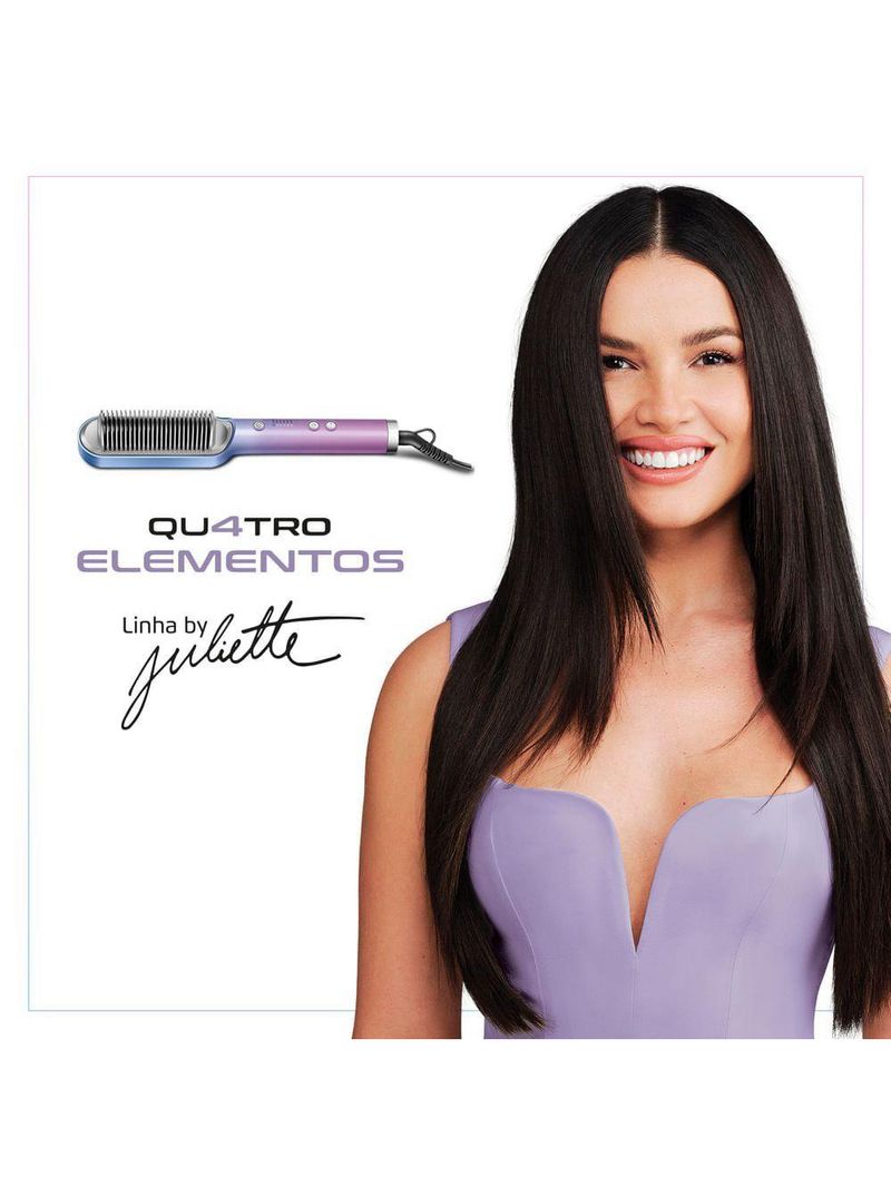 Escova Alisadora Qu4tro Elementos By Juliette Mondial Bivolt
