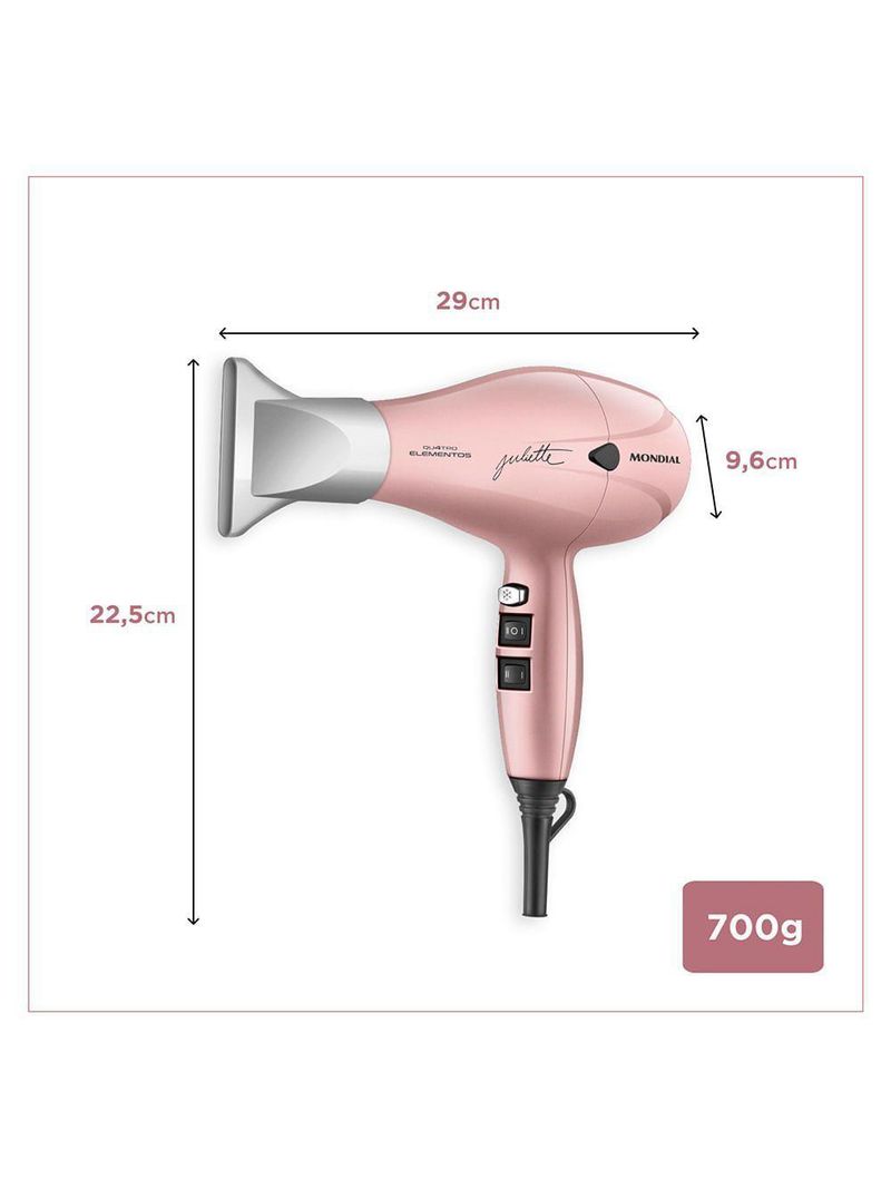 Secador De Cabelo By Juliette Mondial Golden Rose 127V