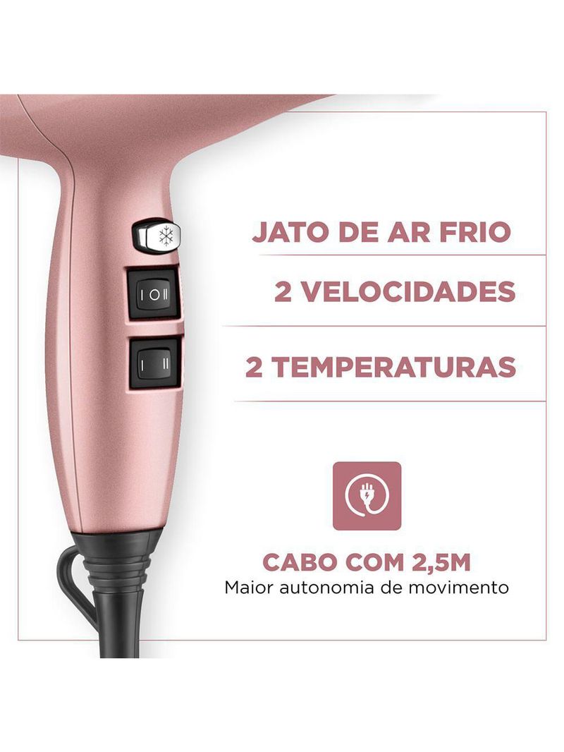 Secador De Cabelo By Juliette Mondial Golden Rose 127V