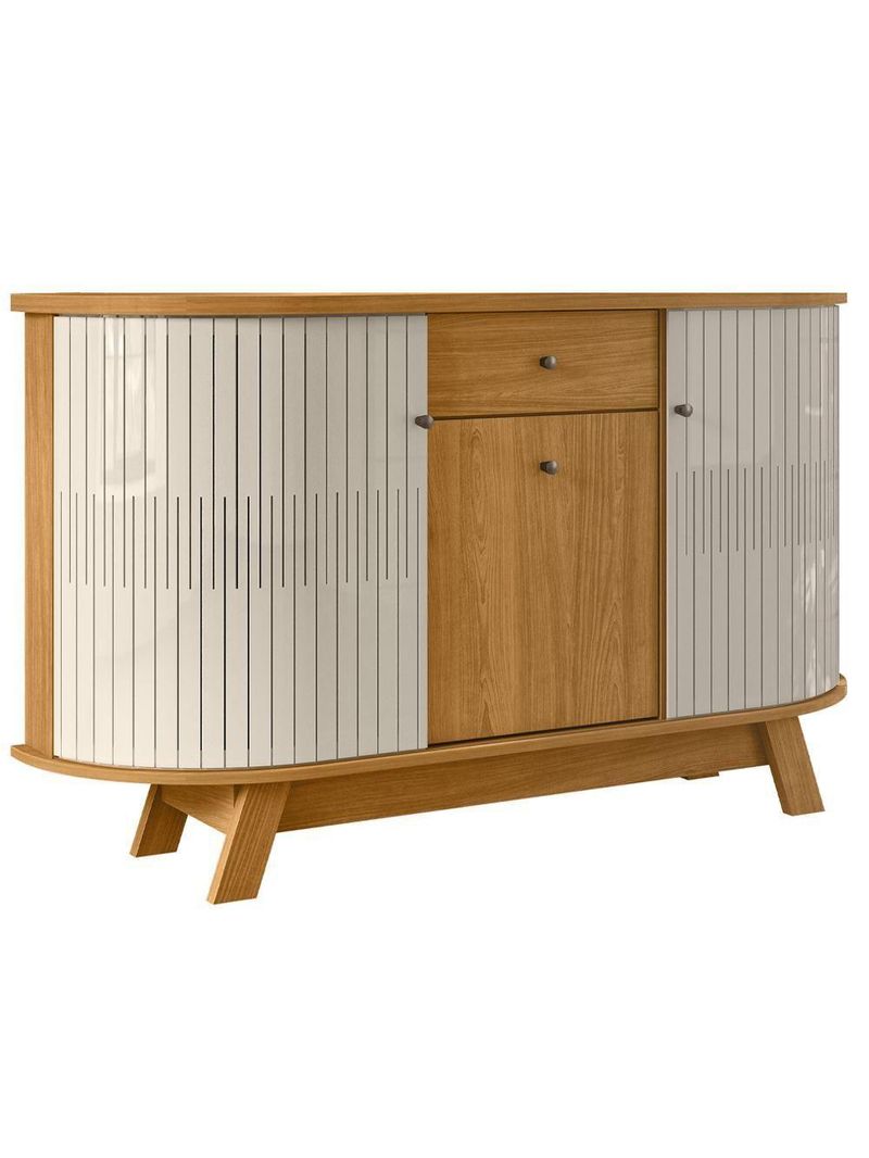 Buffet Aparador 3 Portas 136cm Monza Madetec Cinamomo Off White