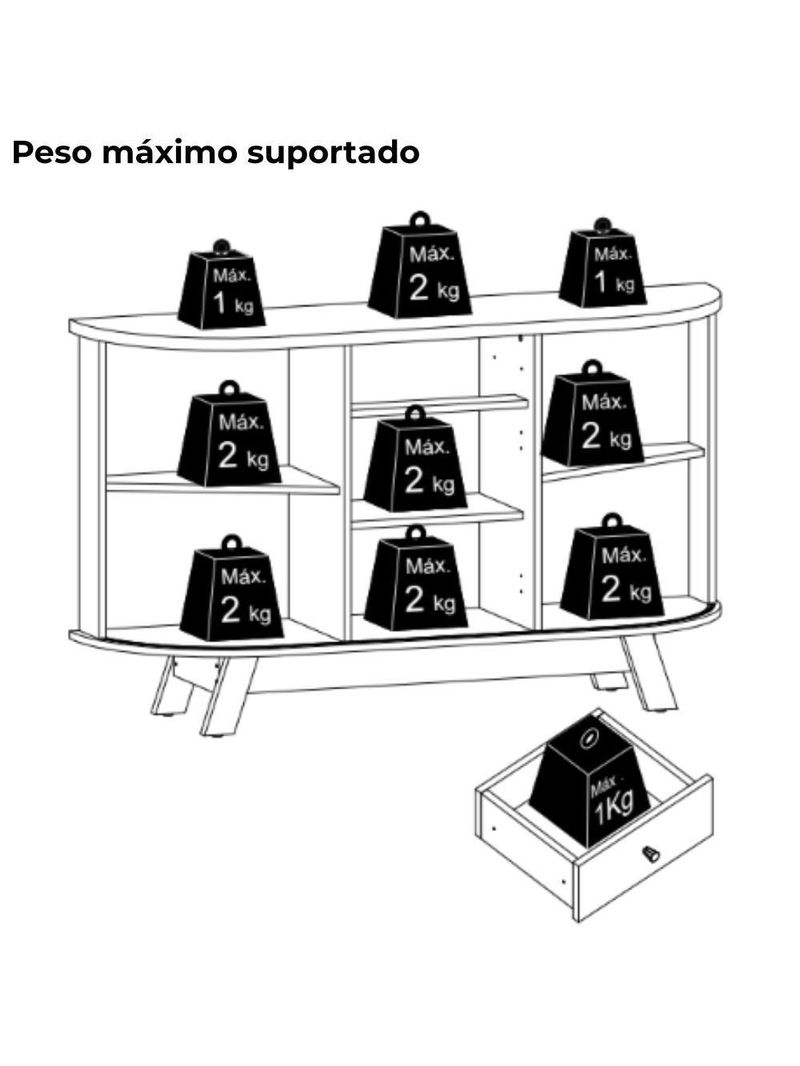 Buffet Aparador 3 Portas 136cm Monza Madetec Cinamomo Off White