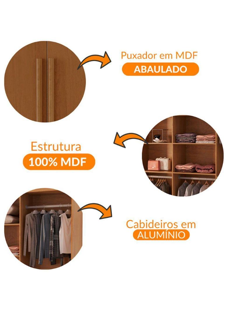 Guarda Roupa Casal Heros Com 8 Portas E 4 Gavetas Moderna Naturalle