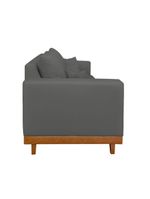 Sofá Living 3 Lugares Linho Resistente Madeira + Almofadas - Cor: Cinza