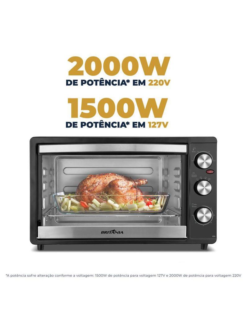 Forno Elétrico 43L Britânia BFE43 Dupla Resistência 110V