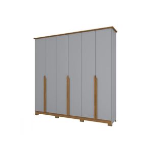 Guarda Roupa Casal 6 Portas 6 Gavetas Andréas Henn Cinza com Nature