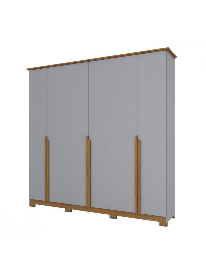Guarda Roupa Casal 6 Portas 6 Gavetas Andréas Henn Cinza com Nature