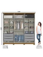 Guarda Roupa Casal 6 Portas 6 Gavetas Andréas Henn Cinza com Nature