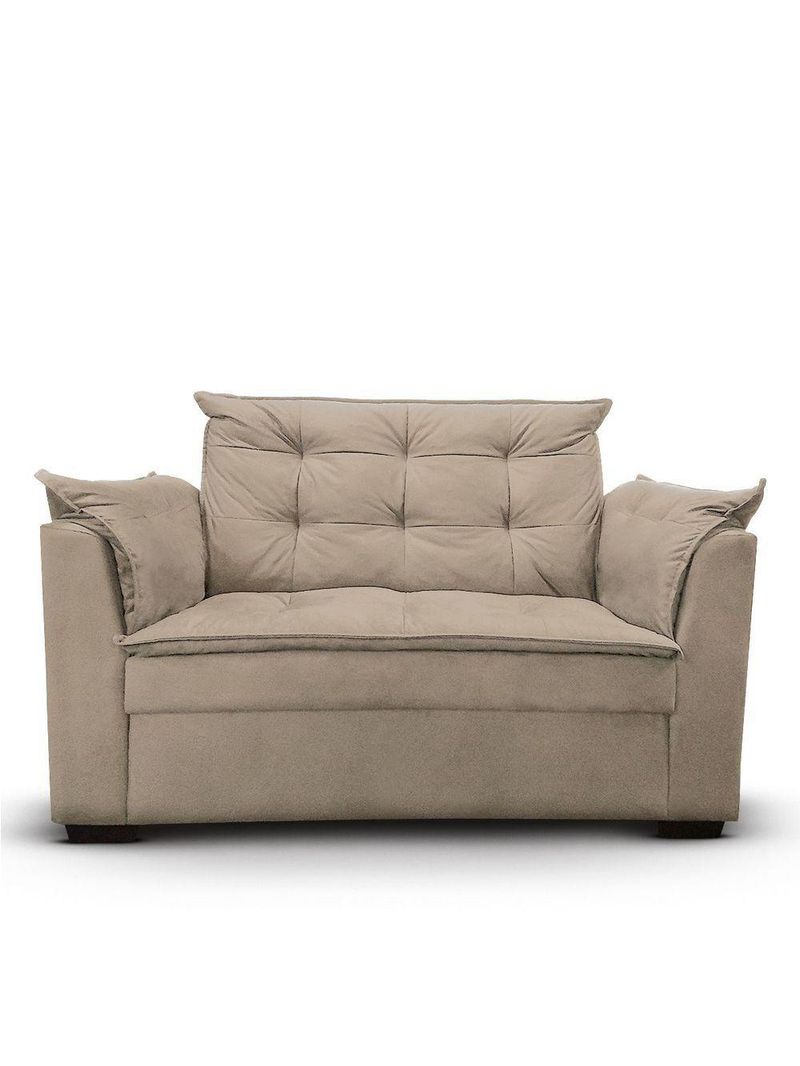 Sofá 2 Lugares Para Sala Moderno Confortável Aurora Suede Bege