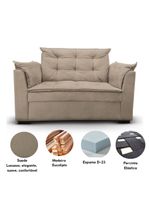 Sofá 2 Lugares Para Sala Moderno Confortável Aurora Suede Bege