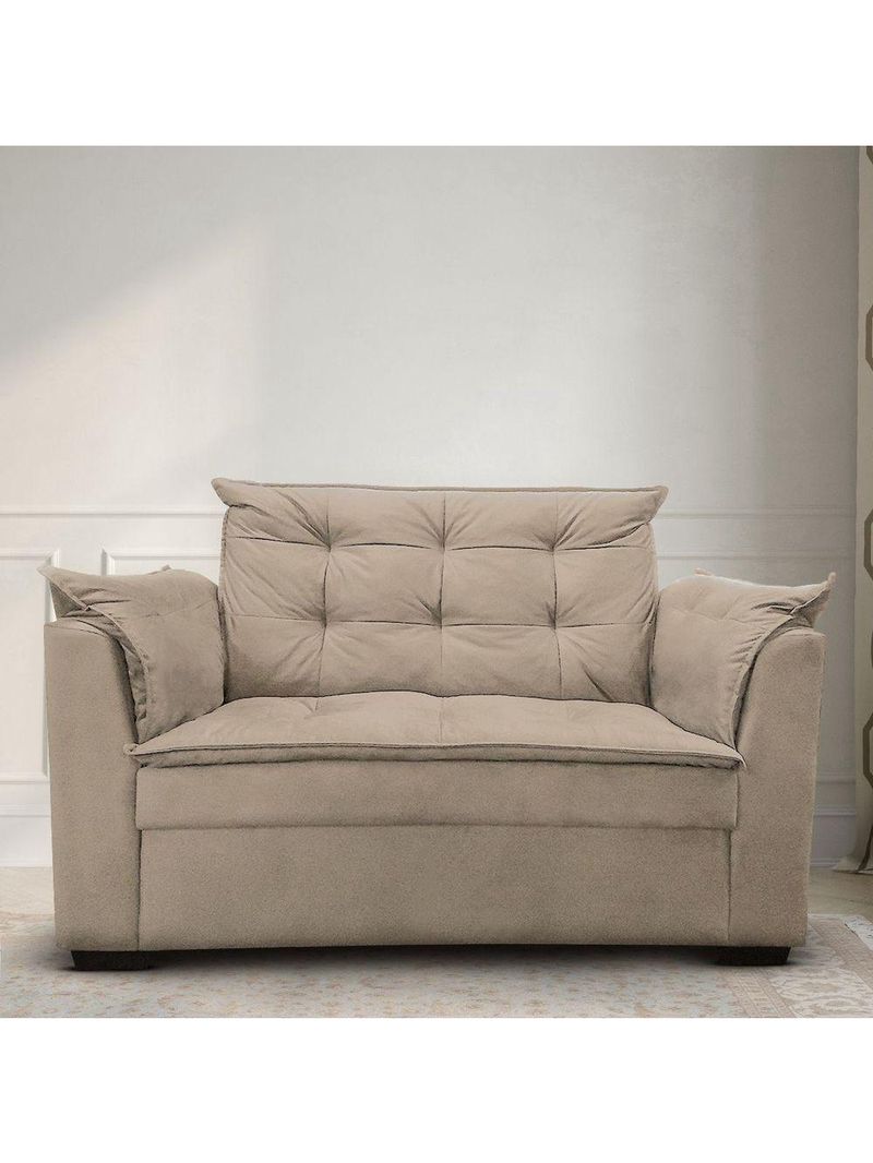 Sofá 2 Lugares Para Sala Moderno Confortável Aurora Suede Bege