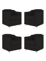 Kit 04 Poltronas Decorativas Sala De Espera Clinica Suede Cor:Preto