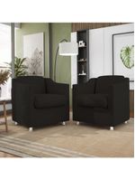 Kit 04 Poltronas Decorativas Sala De Espera Clinica Suede Cor:Preto
