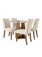 Mesa Sala De Jantar 4 Cadeiras Carvalho/off White