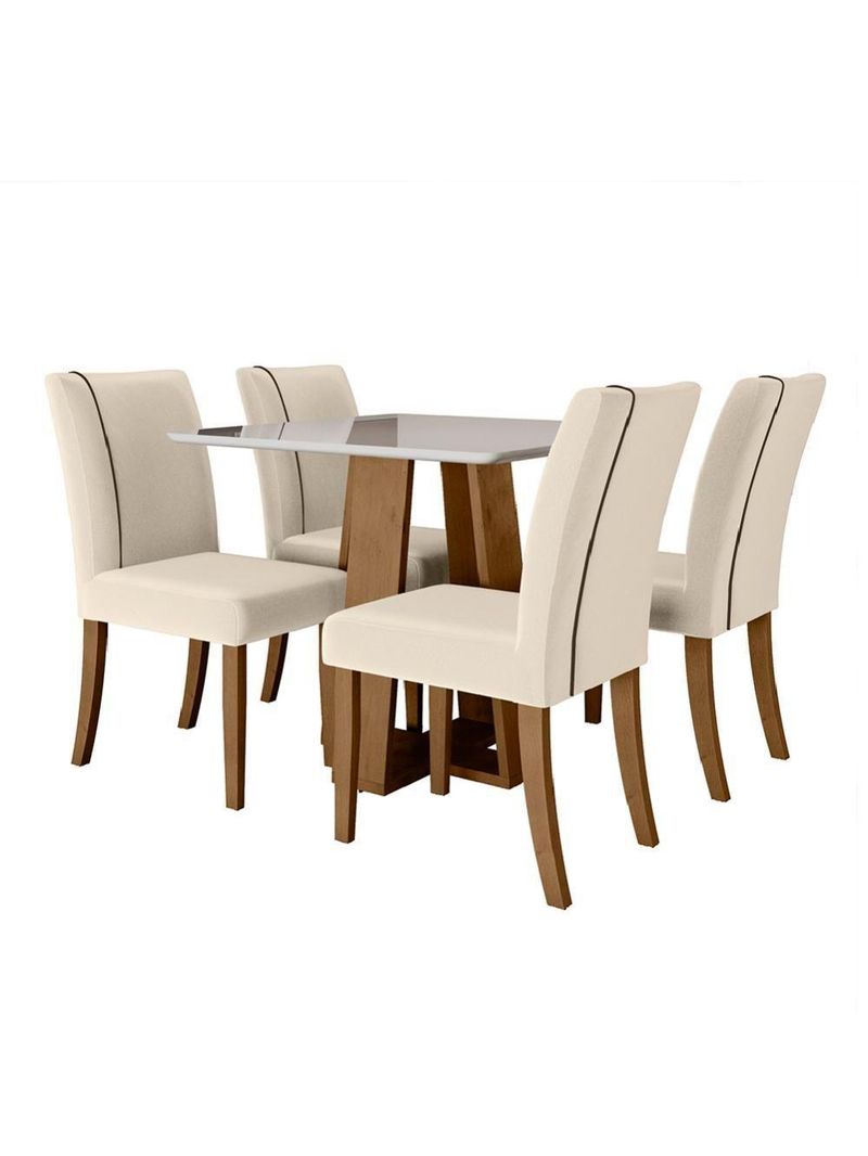 Mesa Sala De Jantar 4 Cadeiras Carvalho/off White