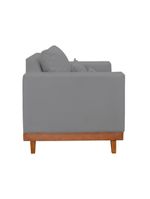 Poltrona Living Resistente Linho Base Madeira Com Almofadas Grafite