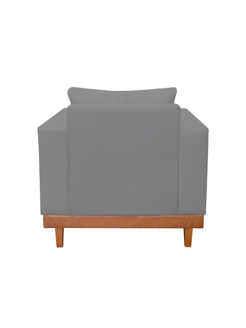 Poltrona Living Resistente Linho Base Madeira Com Almofadas Grafite