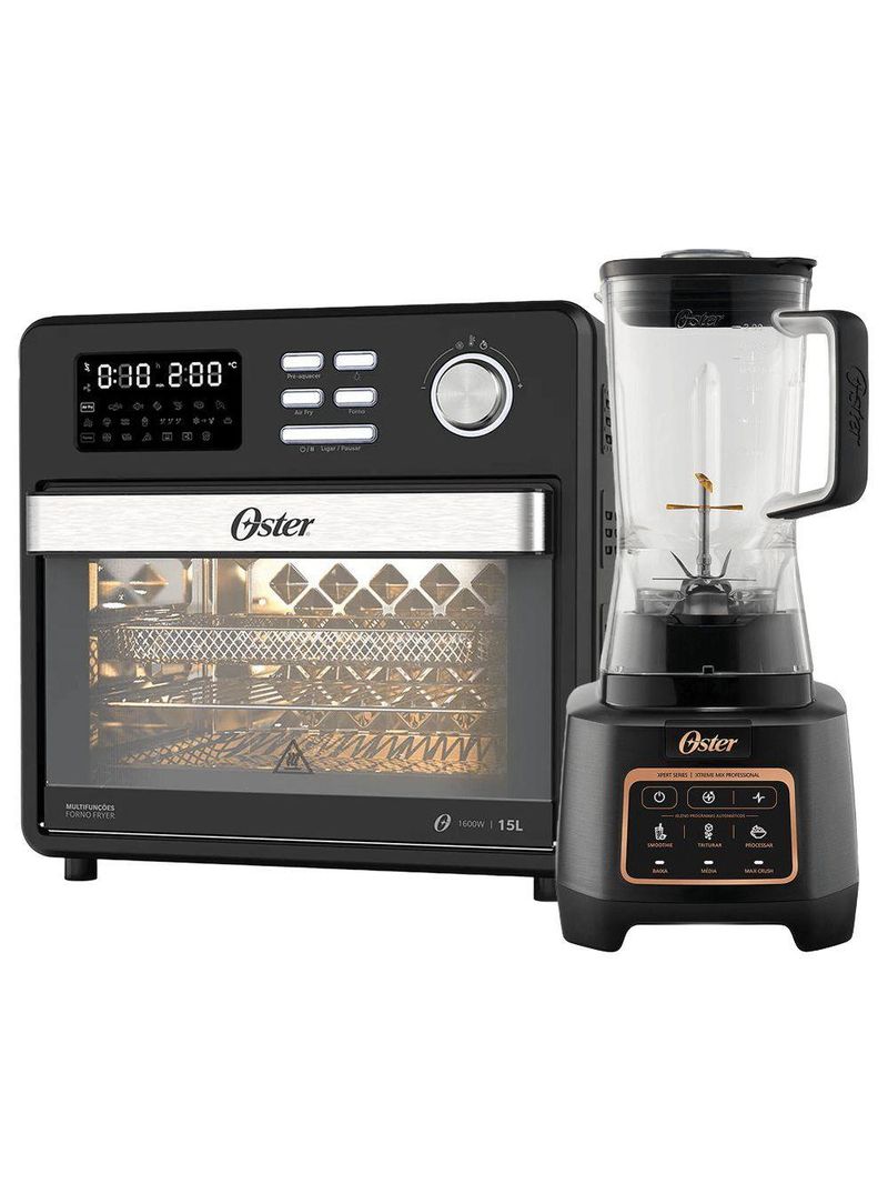 Kit Liquidificador Xtreme Mix E Forno Fryer Compact Oster 110V