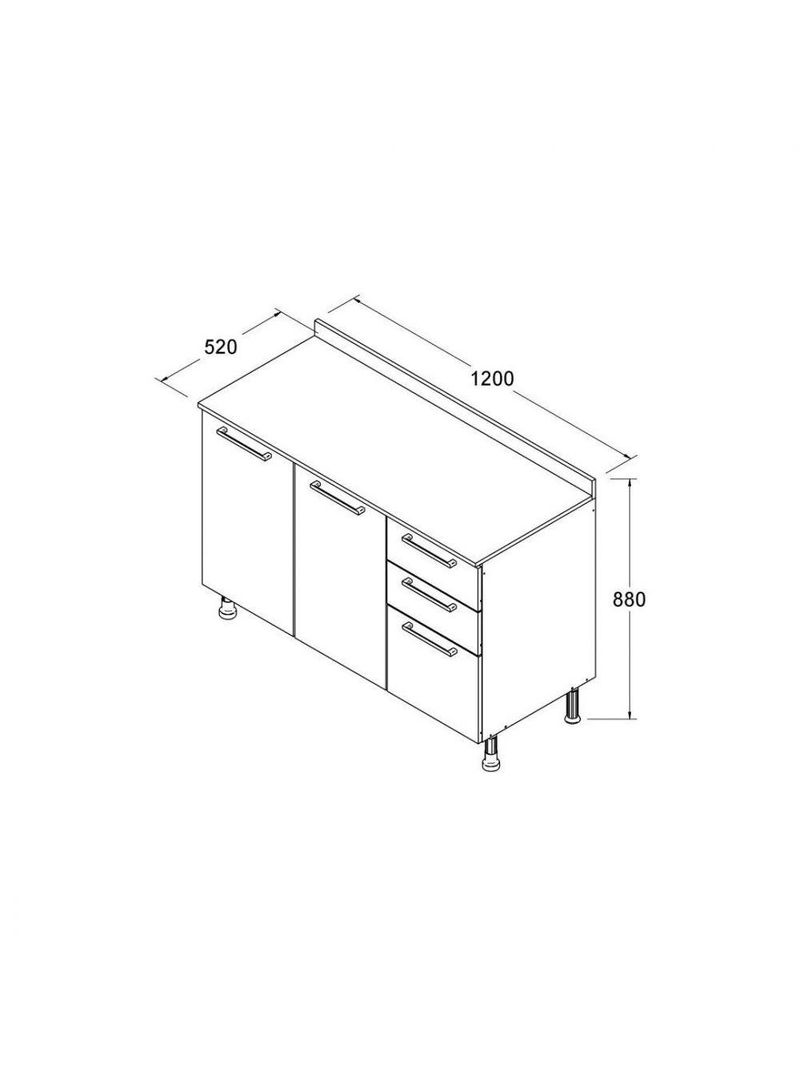 Balcão De Cozinha Ditália Aspen com Tampo Carvalho Cd-171