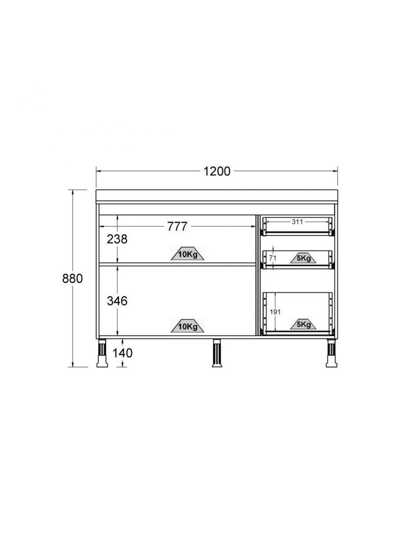 Balcão De Cozinha Ditália Aspen com Tampo Carvalho Cd-171