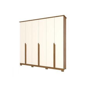 Guarda Roupa Casal 6 Portas 6 Gavetas Andréas Henn Nature com Off White