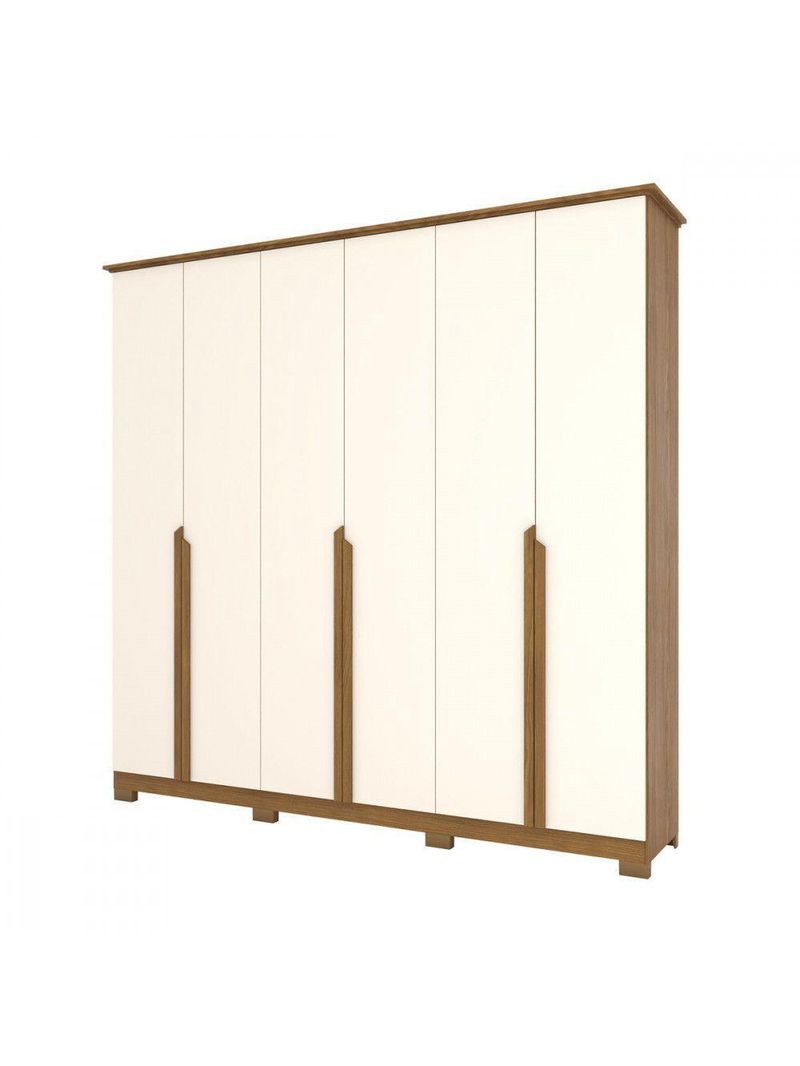 Guarda Roupa Casal 6 Portas 6 Gavetas Andréas Henn Nature com Off White