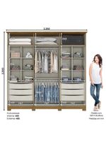 Guarda Roupa Casal 6 Portas 6 Gavetas Andréas Henn Nature com Off White