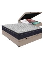 Cama + Box Bau Casal Colchão Extra Firme Ortobom D45 Airtech - Cor: Bege