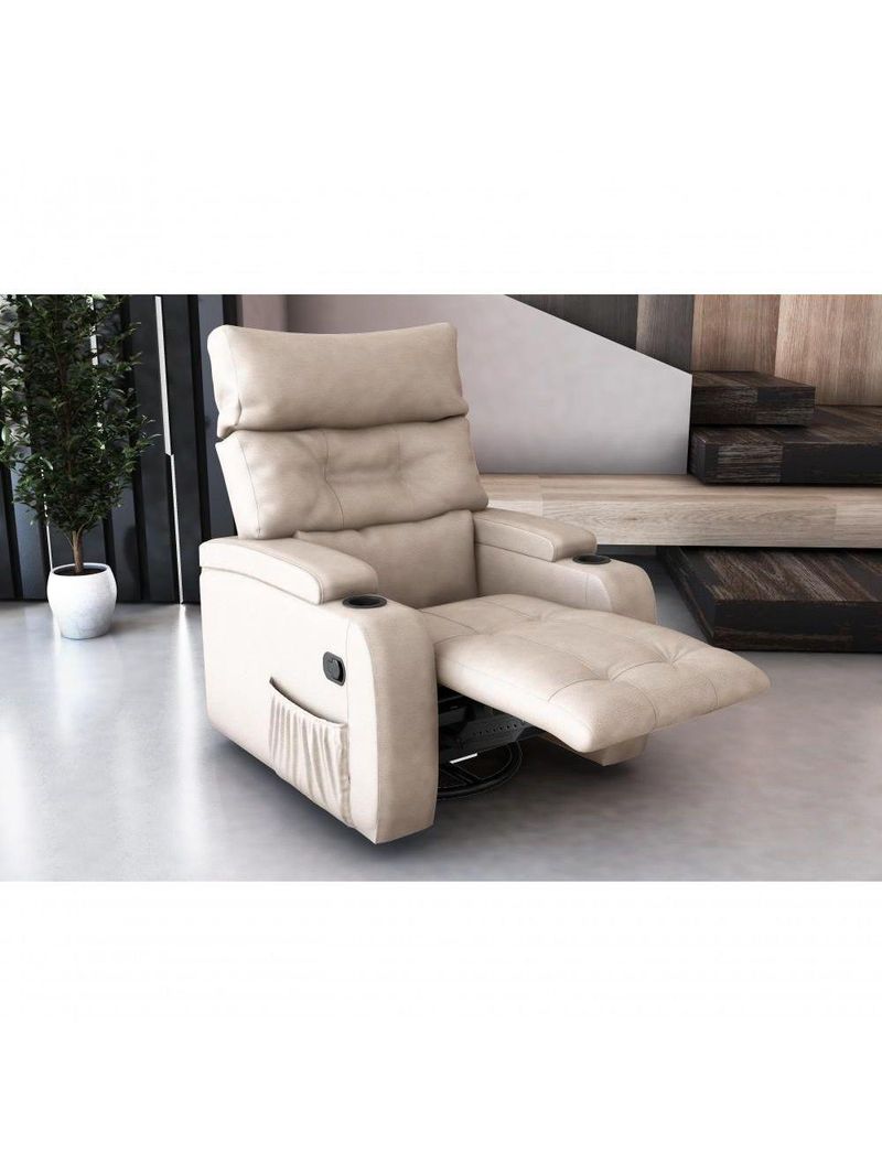 Poltrona Giratório Papai Reclinavel Mx66 Commander Sintetico Bege Matrix