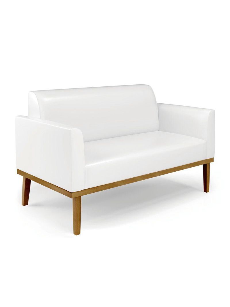 Sofá Namoradeira Base De Madeira Fixa Castanho Marisa Corano D03 - D?rossi Cor Branco