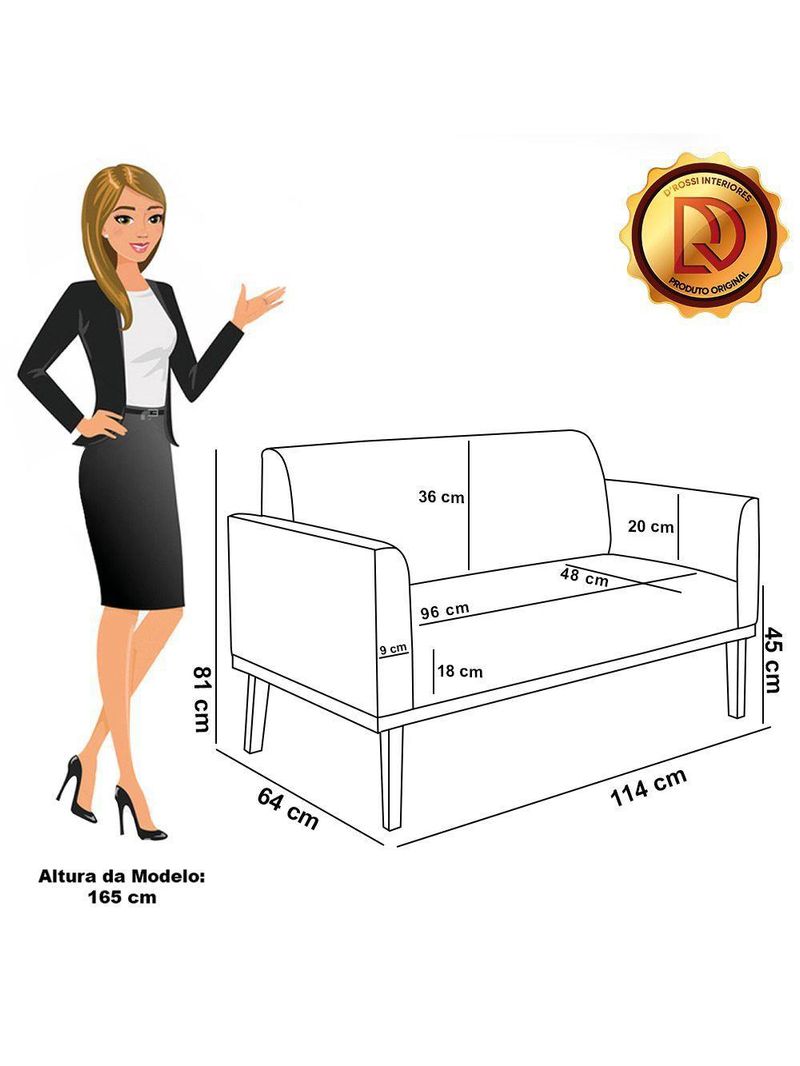 Sofá Namoradeira Base De Madeira Fixa Castanho Marisa Corano D03 - D?rossi Cor Branco